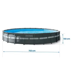 Piscina da giardino con struttura 732 x 132 cm, perfetta per divertimento in famiglia all'aperto