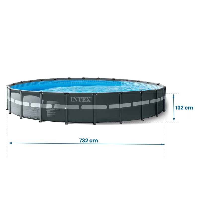 Piscina da giardino con struttura 732 x 132 cm, perfetta per divertimento in famiglia all'aperto