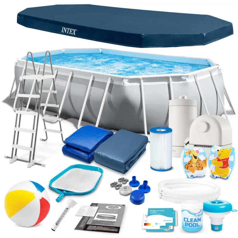 Piscina rettangolare 503x274x122cm con 18 accessori, perfetta per il giardino