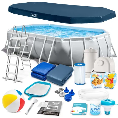 Piscina rettangolare 503x274x122cm con 18 accessori, perfetta per il giardino