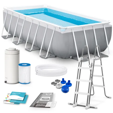 Piscina con Struttura 400 x 200 x 122 cm 10-in-1 Intex 26790, piscina resistente per esterni