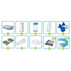 Piscina con Struttura 400 x 200 x 122 cm 10-in-1 Intex 26790, materiale resistente per esterni