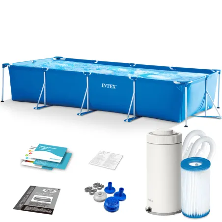 Piscina con Struttura 450 x 220 x 84 cm 10-in-1 Intex 28274, perfetta per il giardino