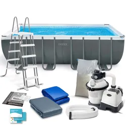 Piscina da giardino con struttura 549 x 274 x 132 cm, perfetta per il divertimento all'aperto, 12in1 INTEX 26356