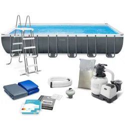 Piscina da giardino con struttura 732 x 366 x 132 cm, perfetta per il divertimento all'aperto, 10in1 Intex 26364