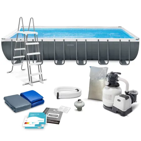 Piscina da giardino con struttura 732 x 366 x 132 cm, perfetta per il divertimento all'aperto, 10in1 Intex 26364