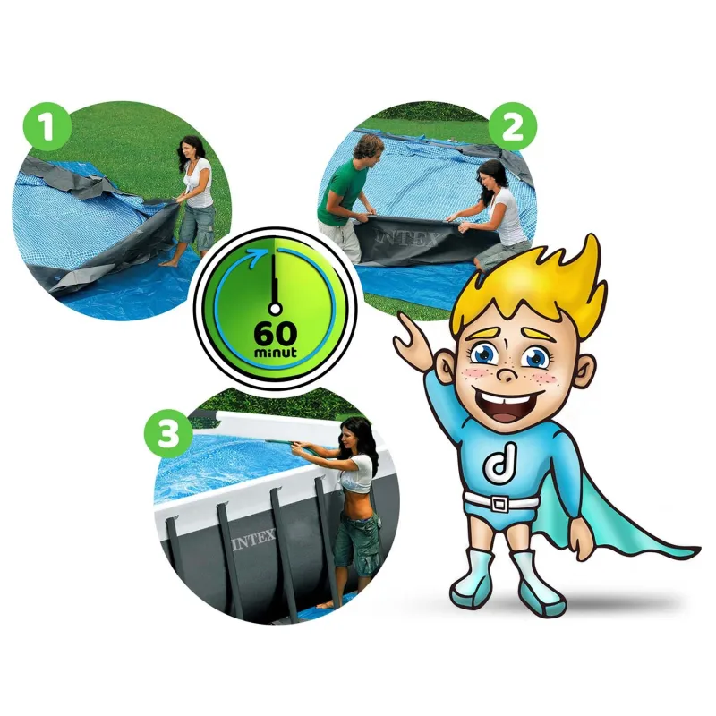 Ideale per il giardino, piscina da giardino con struttura 732 x 366 x 132 cm, perfetta per bambini e adulti