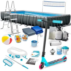 Piscina a telaio 975 x 488 x 132 cm 21in1 INTEX 26378 con skateboard gratis