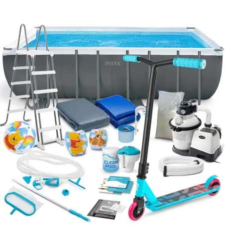 Piscina da giardino con struttura 549 x 274 x 132 cm, perfetta per il divertimento all'aperto, 21in1 INTEX 26356