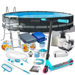 Piscina da giardino 610 x 122 cm con accessori e monopattino GRATIS