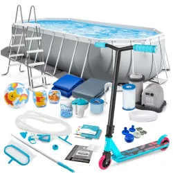 Piscina da giardino 610 x 305 x 122 cm, set 21in1 INTEX 26798 con monopattino GRATIS