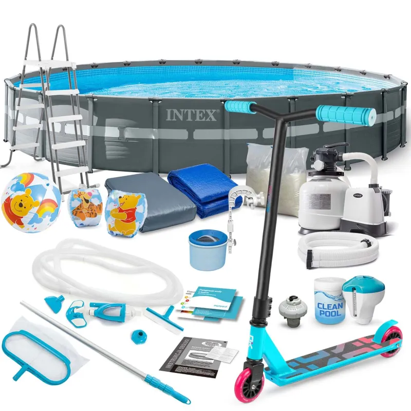 Piscina da giardino 732 x 132 cm con accessori e monopattino GRATIS