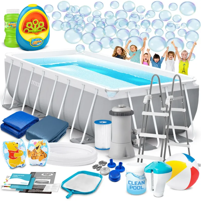 Piscina da giardino con struttura 400 x 200 x 100 cm e macchina per bolle, perfetta per esterni