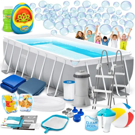 Piscina da giardino con struttura 400 x 200 x 100 cm e macchina per bolle, perfetta per esterni