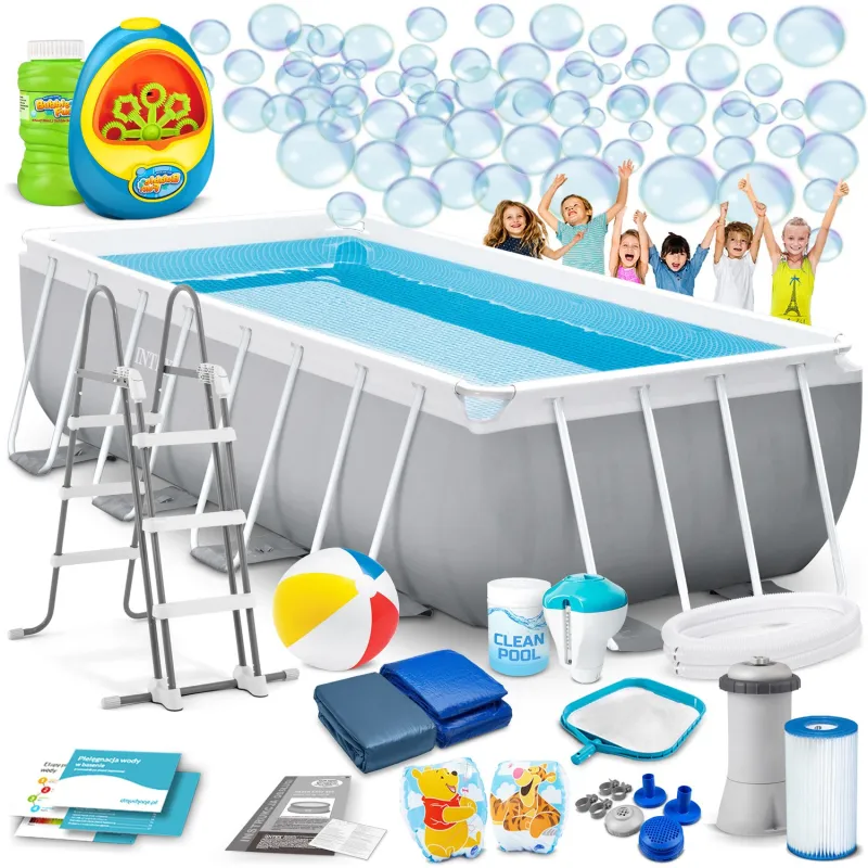 Piscina da giardino 400 x 200 x 122 cm con macchina per bolle, perfetta per l'estate