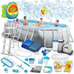 Piscina da giardino con struttura in acciaio 503 x 274 x 122 cm 21in1 Intex 26796 + Macchina bolle OMAGGIO