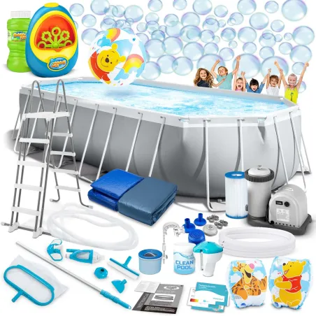 Piscina da giardino 610 x 305 x 122 cm con macchina per bolle, perfetta per il divertimento all'aperto