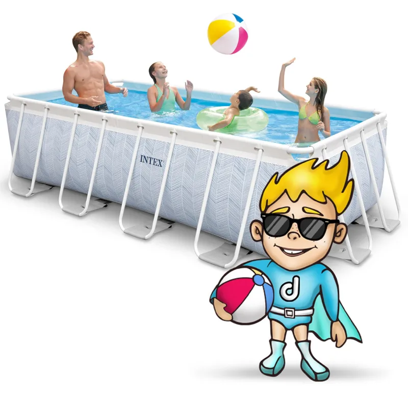 Piscina con struttura blu, perfetta per le giornate estive in giardino