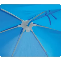 Piscina con struttura per bambini, tenda blu, perfetta per l'estate