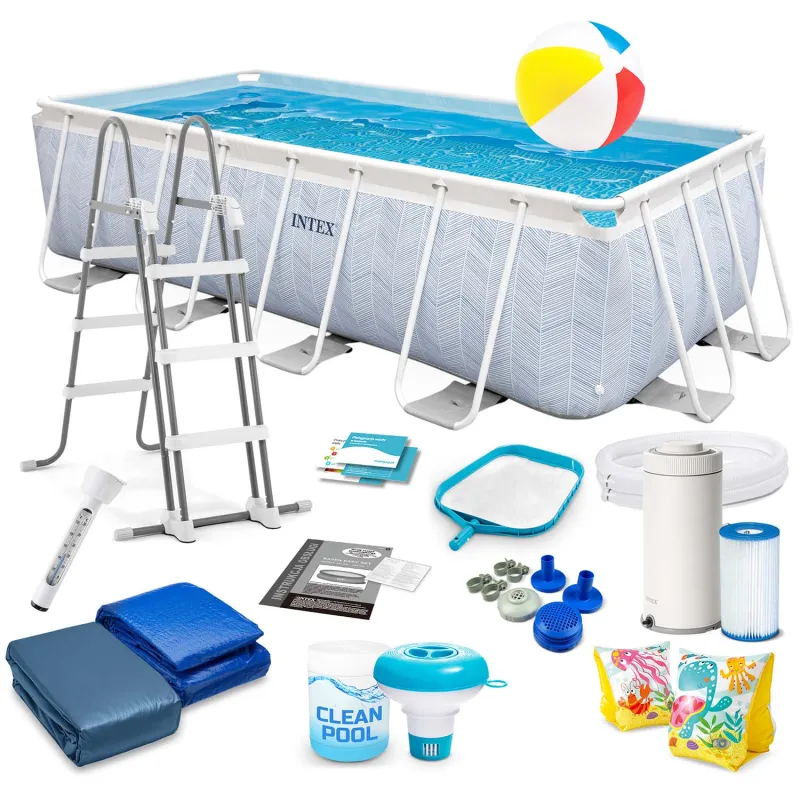 Piscina con struttura 400 x 200 x 100 cm set 18in1 per esterni