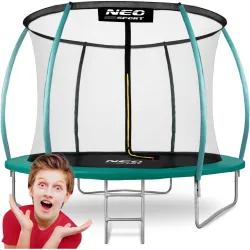 Trampolino da giardino Neo-Sport 8ft/252cm con rete, pali profilati e scala