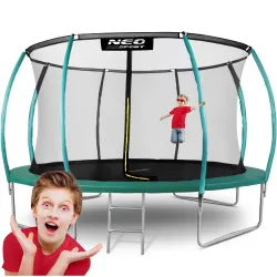 Trampolino da giardino 14ft/435cm con rete, pali profilati e scaletta Neo-Sport