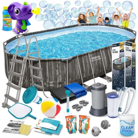 Piscina da giardino con telaio 610 x 366 x 122 cm, perfetta per il divertimento all'aperto, Bestway 5611R