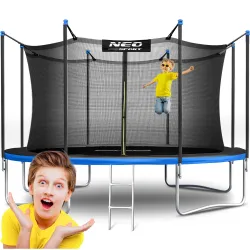 Trampolino da giardino 12ft/374cm con rete interna e scaletta Neo-Sport