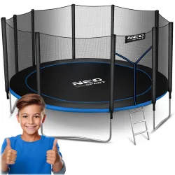 Neo-Sport Trampolino da Giardino 15ft/465cm con Rete di Sicurezza Esterna e Scaletta