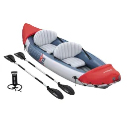 Kajak gonfiabile per uso su fiumi o laghi, ideale per famiglie
