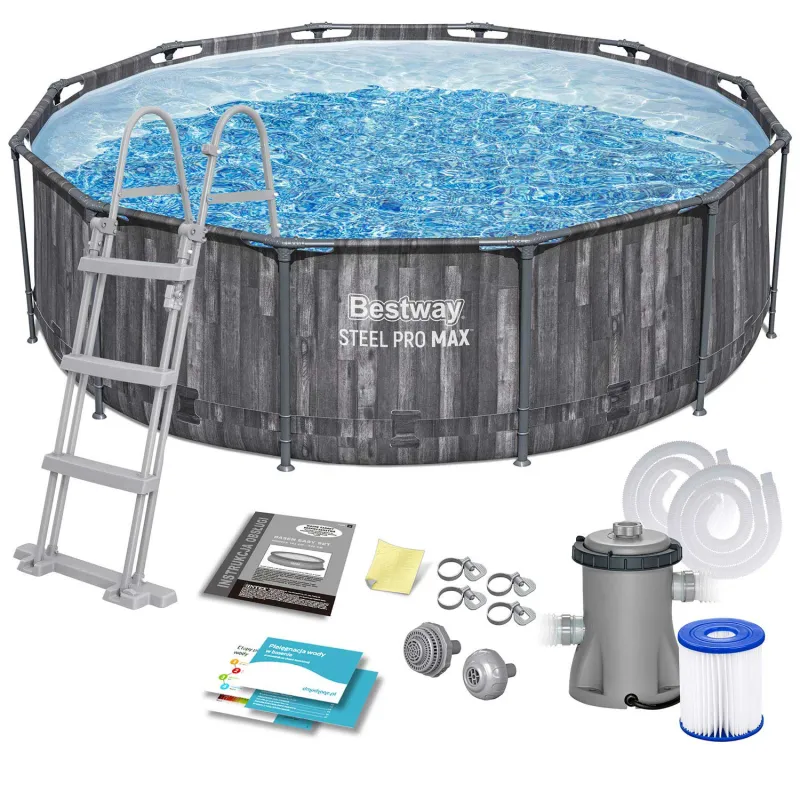 Piscina con telaio 366 x 100 cm, perfetta per il giardino, materiale PVC resistente