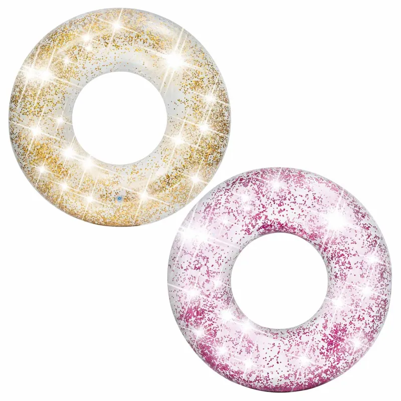 Ciambella da nuoto glitterata rosa INTEX 56274 per bambini in spiaggia