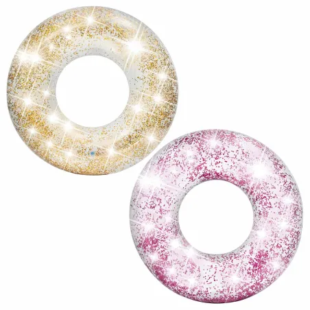Ciambella da nuoto glitterata rosa INTEX 56274 per bambini in spiaggia