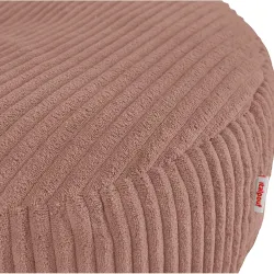 Pouf poggiapiedi rotondo e seduta extra in velluto a coste
