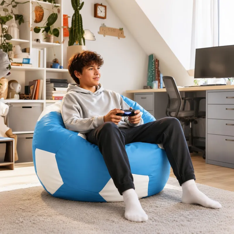 Poltrona Pouf Pallone XL per Bambini - Ecopelle