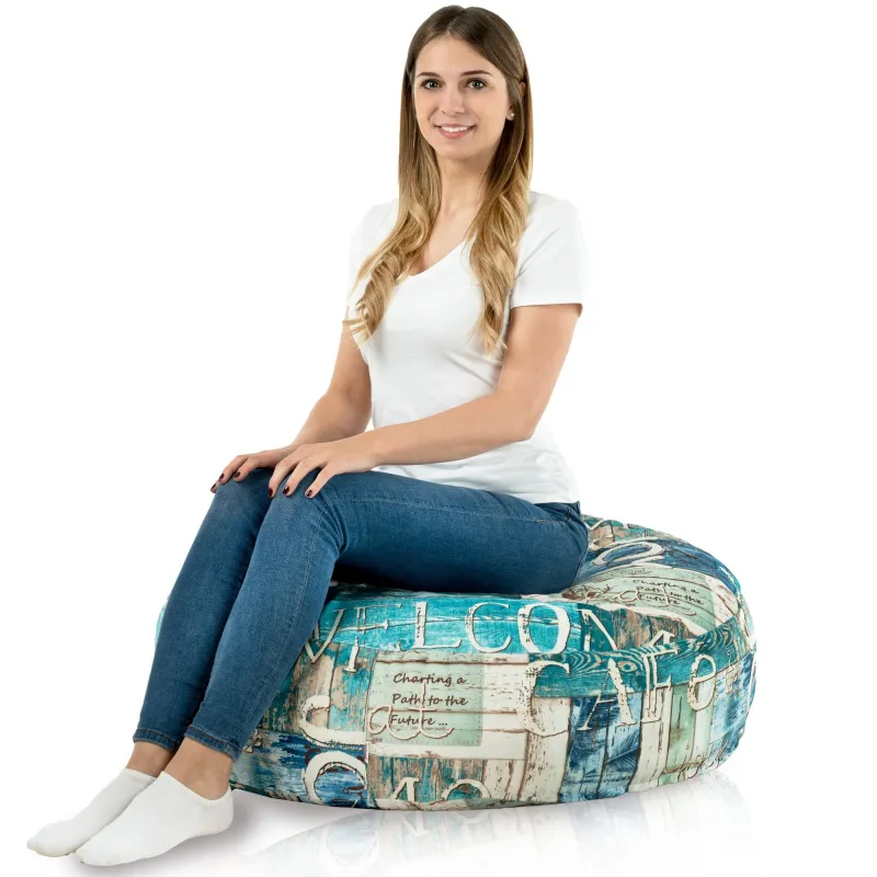 Cuscino Rotondo Monaco 90 cm Tessuto Stampato | Italpouf