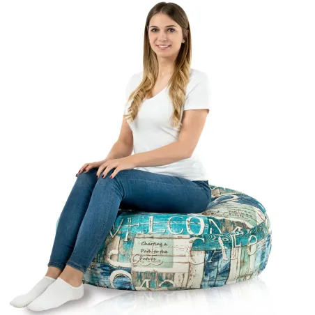 Cuscino Rotondo Monaco 90 cm Tessuto Stampato | Italpouf