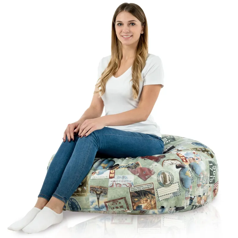 Cuscino Rotondo Monaco 90 cm Tessuto Stampato | Italpouf