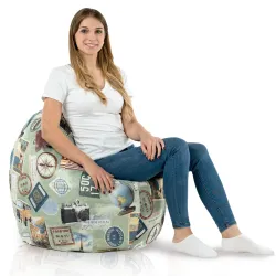 Cuscino Rotondo Monaco 90 cm Tessuto Stampato | Italpouf