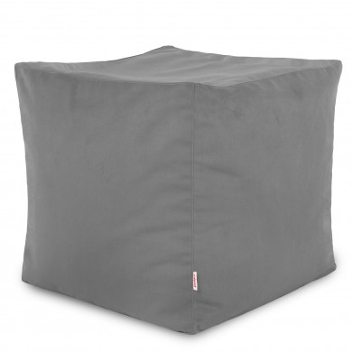 Grigio Medio Pouf Cubo Velluto