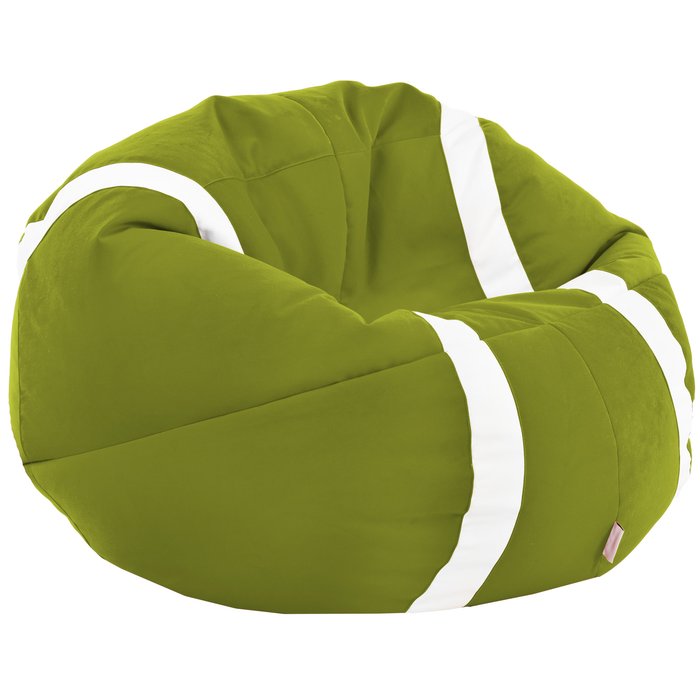 Puff tennis morbido verde da soggiorno. Pouf pallone moderno velluto