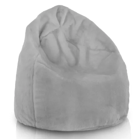 Pouf sacco simil Pelliccia Yeti Grigio, ideale per i bambini, morbido e accogliente