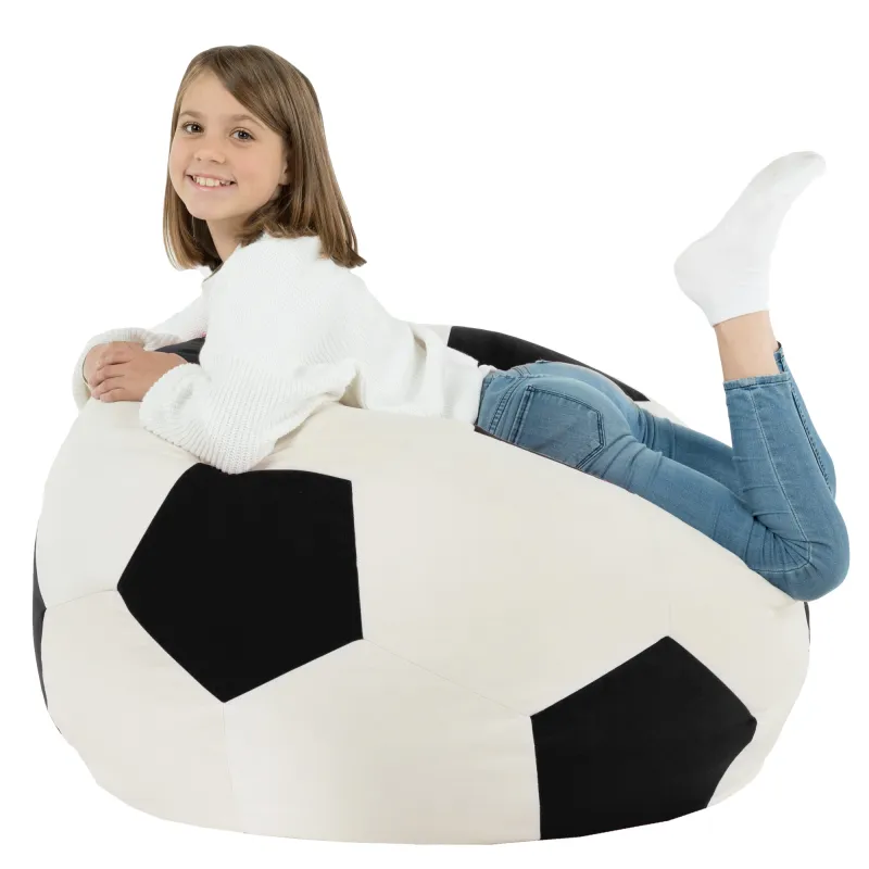 Nero Pouf Poltrona Calcio Classico Tessuto