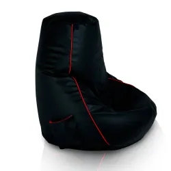 Poltrona sacco nera elegante in ecopelle, ideale per sessioni di gioco