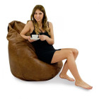 Pouf Poltrona A Sacco Icon Lorenzo In Ecopelle Marrone - Grande, Con Riempimento - Design Retrò