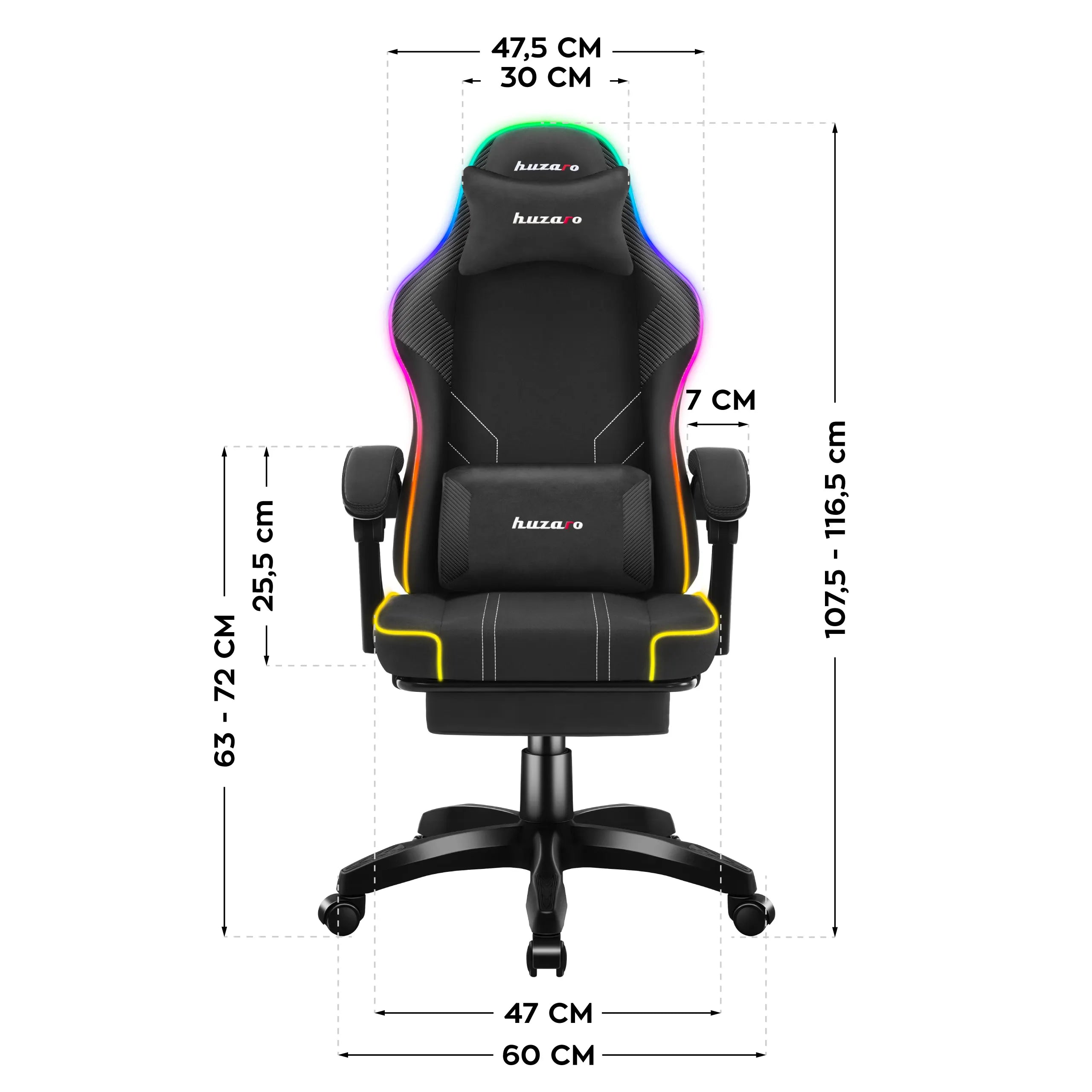 Dimensioni della sedia Huzaro Force 3.7